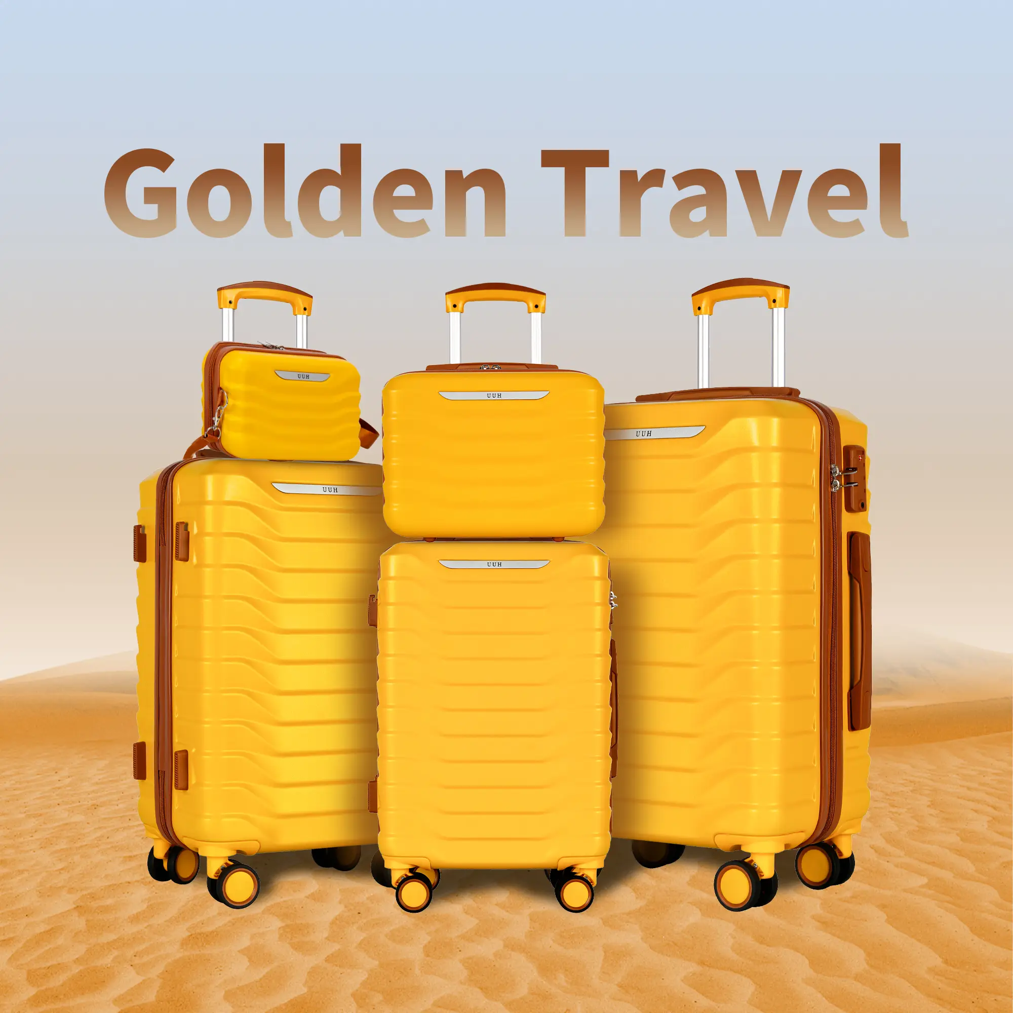 UUH Expandable Luggage Sets 9pcs/8pcs/7pcs/4pcs/3pcs Suitcase Sets With Water-Proof and Expandable Layer Makeup Bag Side Hooks And TSA Lock