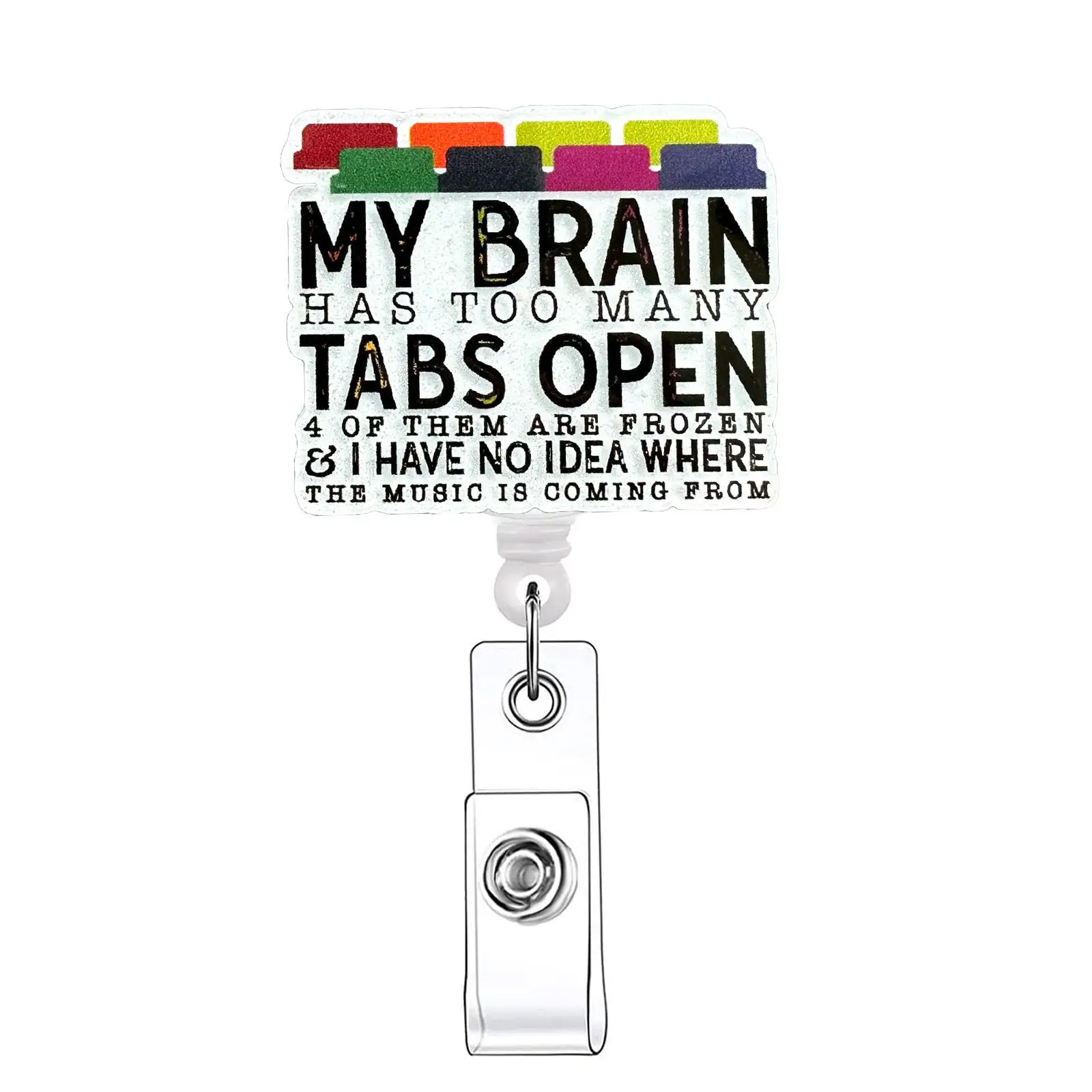 Retractable Badge Reel, 1 Count Acrylic Id Holder with Clip, for Nurses, Doctors, Students & Office Staff, Identification Badges & Supplies Tools, Fu