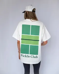 Oversized Pickleball Court Tshirt - Casual & Loose Fit, 100% Combed Cotton, Unisex Sizing, Dropped Shoulders, Pickleball Clothing