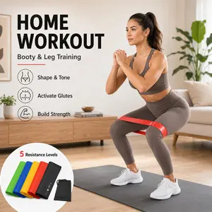 Unisex 5 PCS Gradient TPE Resistance Loop Bands Set - Non-Slip Glute Bands, Low-Impact Pilates Gear for Beginners, FitTok Trending Home Gym Essential for Leg & Butt Sculpting