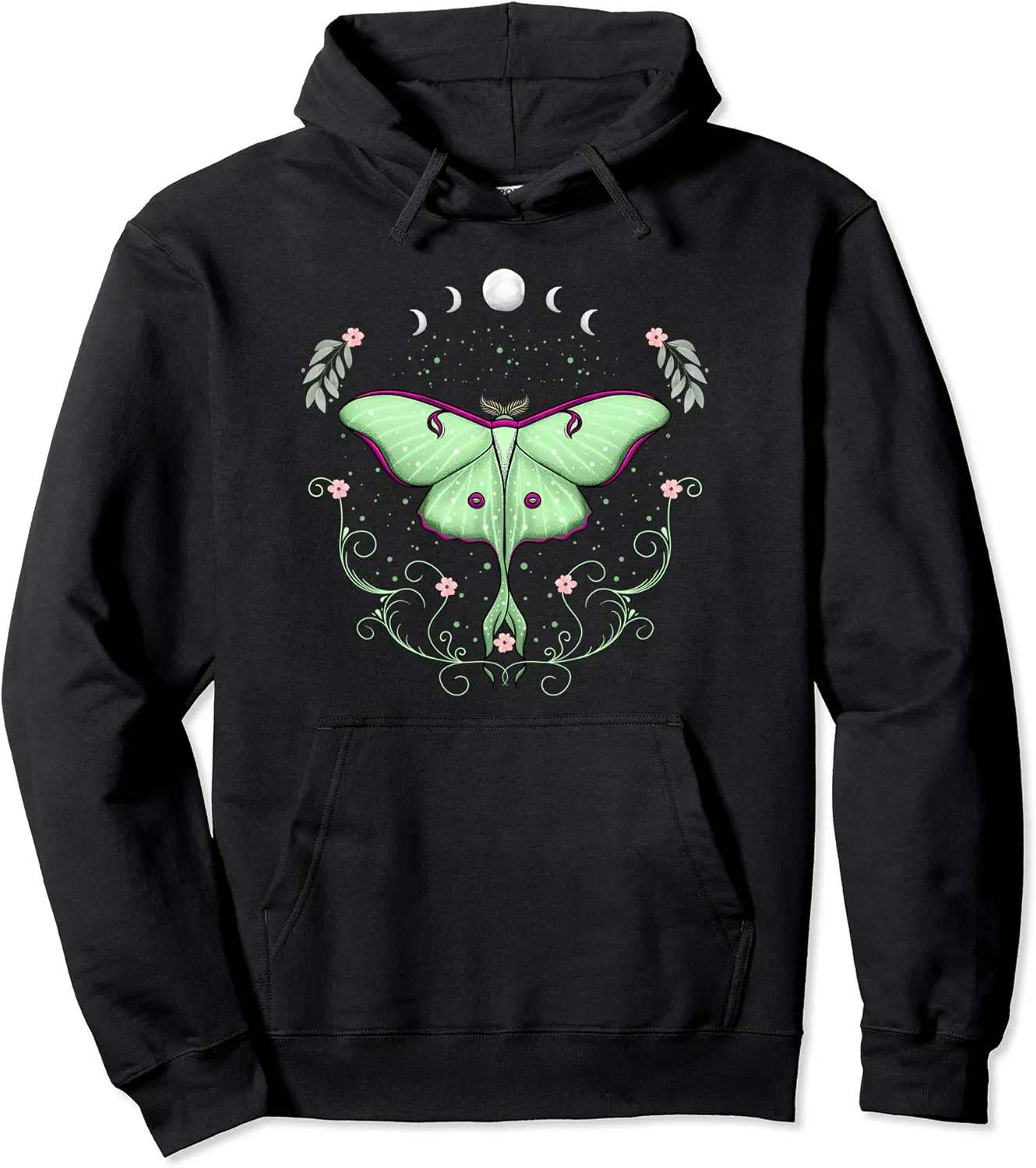Luna Moth Celestial Moon Phases Dark Academia Aesthetic Pullover Hoodie - Jacobjbt Shop 83B0C4RJB3V6
