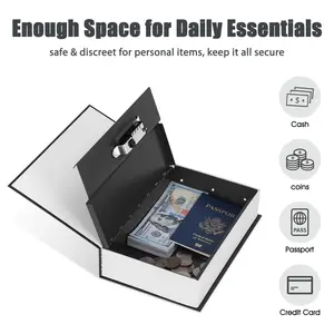 Book Shaped Security Safe With Password Lock, Hidden Storage Box For Cash, Jewelry And Valuables, Home & Travel Use