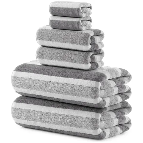 Soft Bath Towel Sets 6 Piece 100% Microfiber Absorbent Quick Dry Towels for Bathroom Spa, Gym 2 Bath Towel,2 Hand,2 Washcloths Absorbent Thickened Towels Premium Towel Set Absorbent Breathable Towel