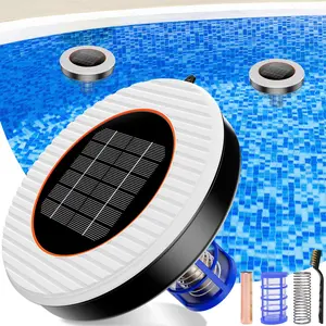 DEEPN Solar Pool Ionizer, Floating Cleaner for Pools up to 45,000 Gallons, Equipped with Solar Panel and Durable Copper Anode, Crystal Clear and Sparkling Water Quality, Filters Pool Impurities