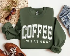 Coffee Weather Sweatshirt Retro Fall Crewneck, Coffee Lover Gift