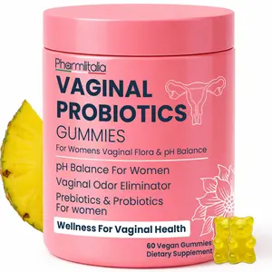 Pharmlitalia Vaginal Probiotics Gummies | ph Balance for Women | Prebiotics and Probiotics for Women | Pineapple Gummies for Women for ph Balance and Vaginal Health | Vaginal Odor Control 60 Gummies
