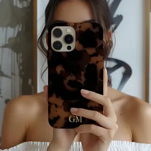 Tortoise Shell Phone Case, Boho Personalized Name Gift For Her, iPhone 15, 14, 13, 12, 11, iPhone 16 Pro Max Case, Samsung S24 S23 S22 S21