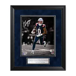 Christian Gonzalez New England Patriots Autographed 8x10 Photo Framed to 11x14