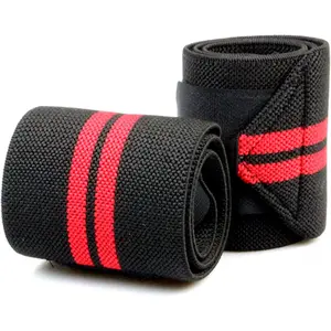 Unlimited Strength Pack of 2 weightlift wristbands for gym training, men and women, prevent injuries and improve your performance 20-inch black/red color