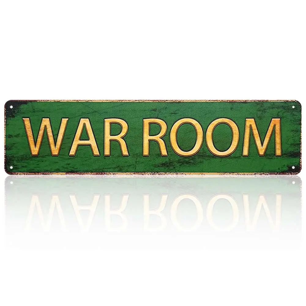 16x4 in Premium Aluminium "WAR ROOM" Metal Sign - Aluminum-Based, Embossed, Gold-Accented Home Decor Plaque, Durable Weatherproof Wall Art, Man Cave Prop, Novelty Gift for Gamers, Aluminum-Based Home Signs, Embossed Home Signs