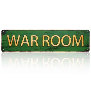 16x4 in Premium Aluminium Metal "WAR ROOM" Sign - Durable, Weatherproof Vintage Rustic Wall Decor, Outdoors Prop for Home Office Man Cave, Novelty Gift for Gamers