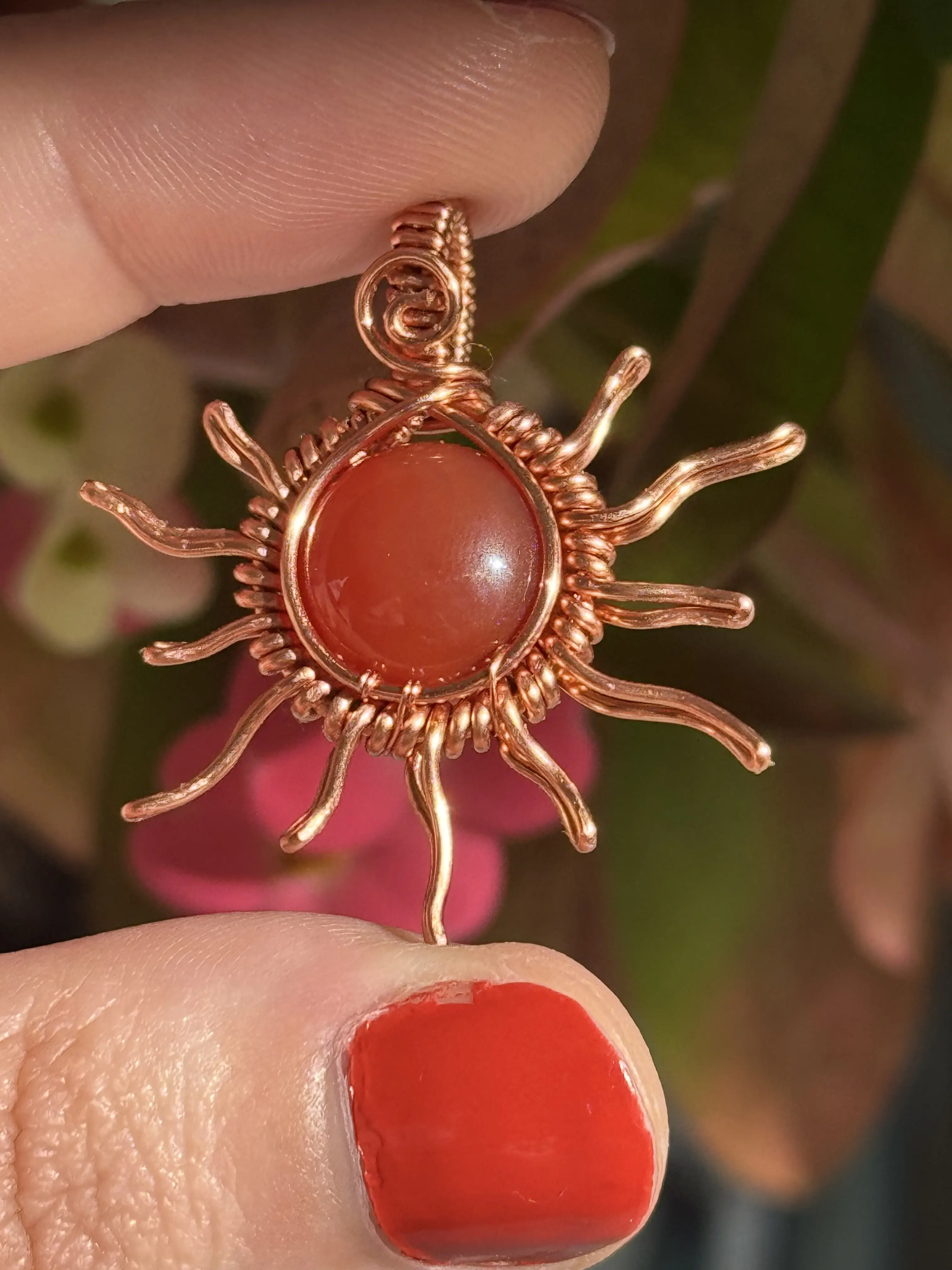 Carnelian Sun Pendant/Necklace