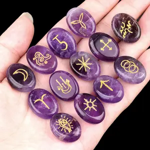 Witch Rune Natural crystal agate semi-gemstone carving Runilun Rune