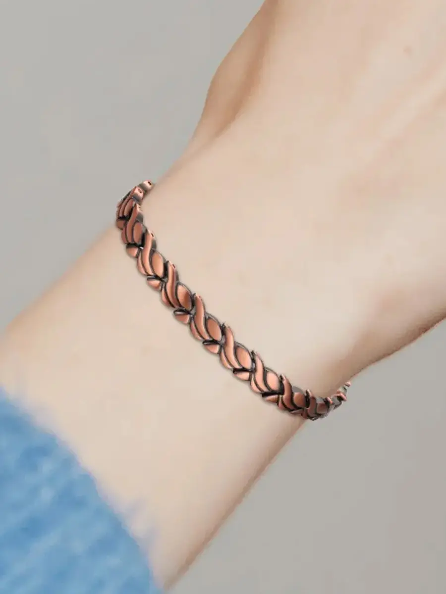 Women's Adjustable Copper Bangle - Pure Copper Magnetic, Hypoallergenic Bracelet with Sizing Tool, Elegant Fashion Jewelry Gift
