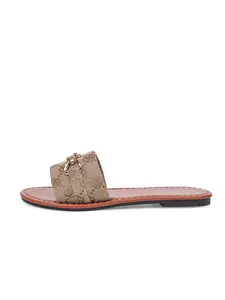 Women's Fashion Classic Floral Sandals, Metal Chain Design, Slimming Look, Indoor Outdoor Walking, Comfortable Home Slippers