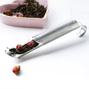 Stainless Steel Tea Infuser, 1 Count Long Handle Tube Design Tea Filter, Loose Leaf Tea Strainer, Tea Making Tool for Home Office Use