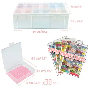 Multi-Drawer Bead Storage Organizer with Label Stickers, Transparent Plastic Diamond Painting Storage Box