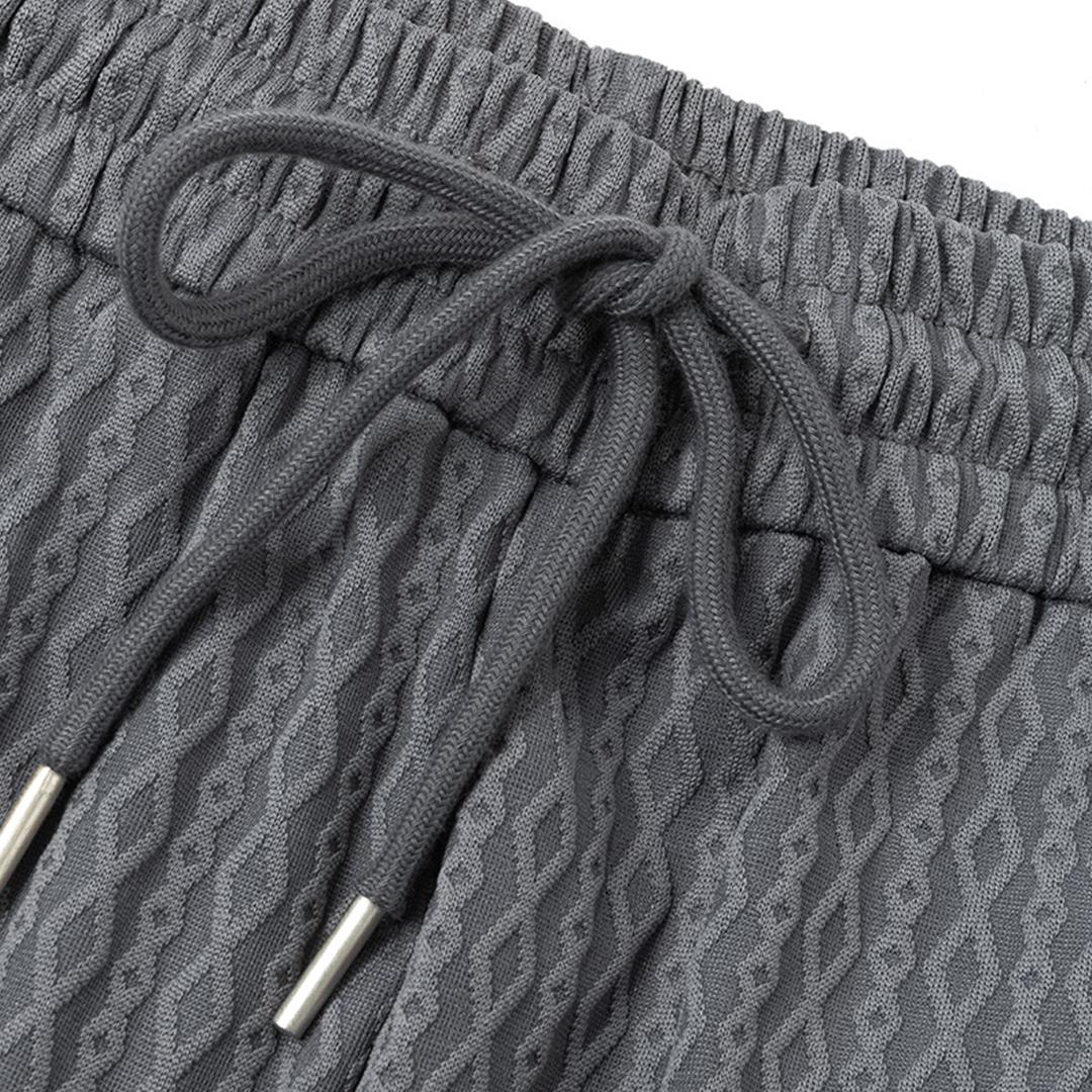 Men's Textured Waffle Knit High Waist Wide Leg Pants, Casual Loose Track Pants, Streetwear