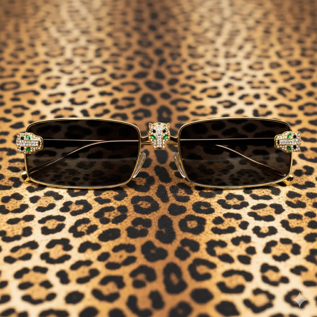 MaxBling81 Unisex Iced Out Aviator Sunglasses, Trendy Animal Print Frame with CZ Triple Cross, Polycarbonate Lenses, UV-Protection, Leopard Print, Full Rim, Cz Iced Out, Titanium, Everyday Use, Fda Approved, Female, Outdoor