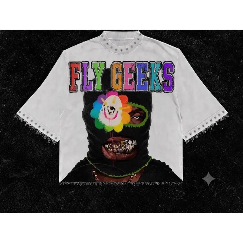 FLY GEEK Red Oversized Cropped Tee
