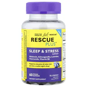 Bach Rescue Plus®, Sleep & Stress Support Gummies, Blueberry, 60 Vegan Gummies