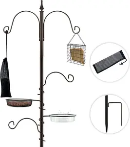 Bird Feeding Station Kit Bird Feeder Poles,Premium Multi Feeder Hanging Kit with Suet Cage and Bird Bath Bird Food Finch Sock for Attracting Wild Birds and Plants,Baskets,Lanterns,Wind Chimes