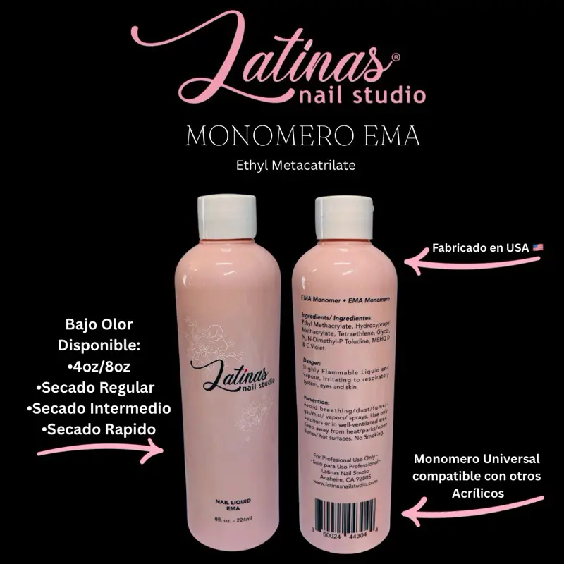 Latinas Nail Studio Nail Primer 2-1 with Vitamins: Acid-Free Natural Nail liquid and Primer & Protein Bonding Acrylic Kit Gel Polish Superior Bonding Acrylic Supplies Profession Salons