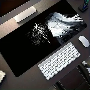 Anime Gaming Mouse Pad with White Anime Girl & Abstract Japanese Manga Art - Non-Slip Rubber Base, Washable Surface, Oversized Desk Mat for PC, Computer, Office & Gaming Setup