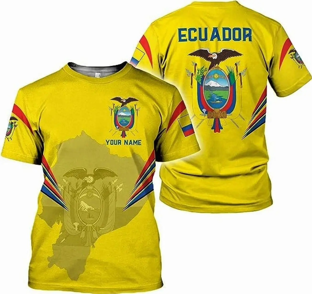 Ecuador Flag Jersey Personalized Name T-Shirt Custom Athletic Apparel For Men And Women Fans ULX