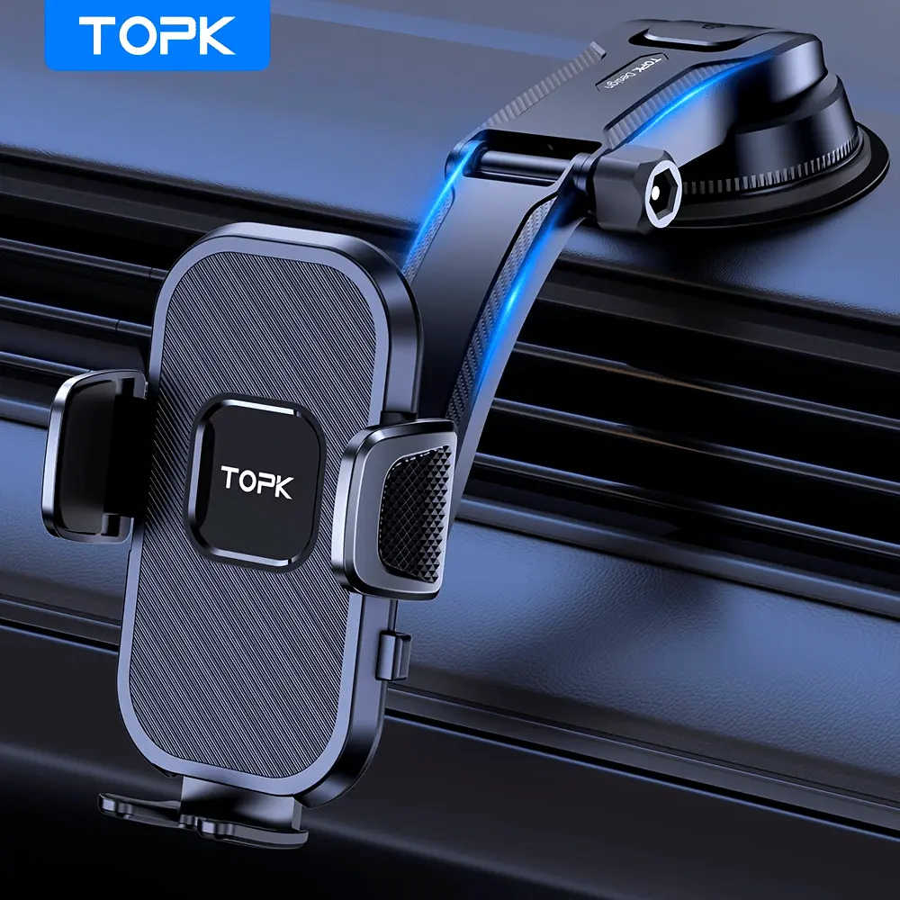TOPK D38C Car Phone Holder - Adjustable Horizontal and Vertical Cell Phone Mount for Car Dashboard Compatible with All Phones