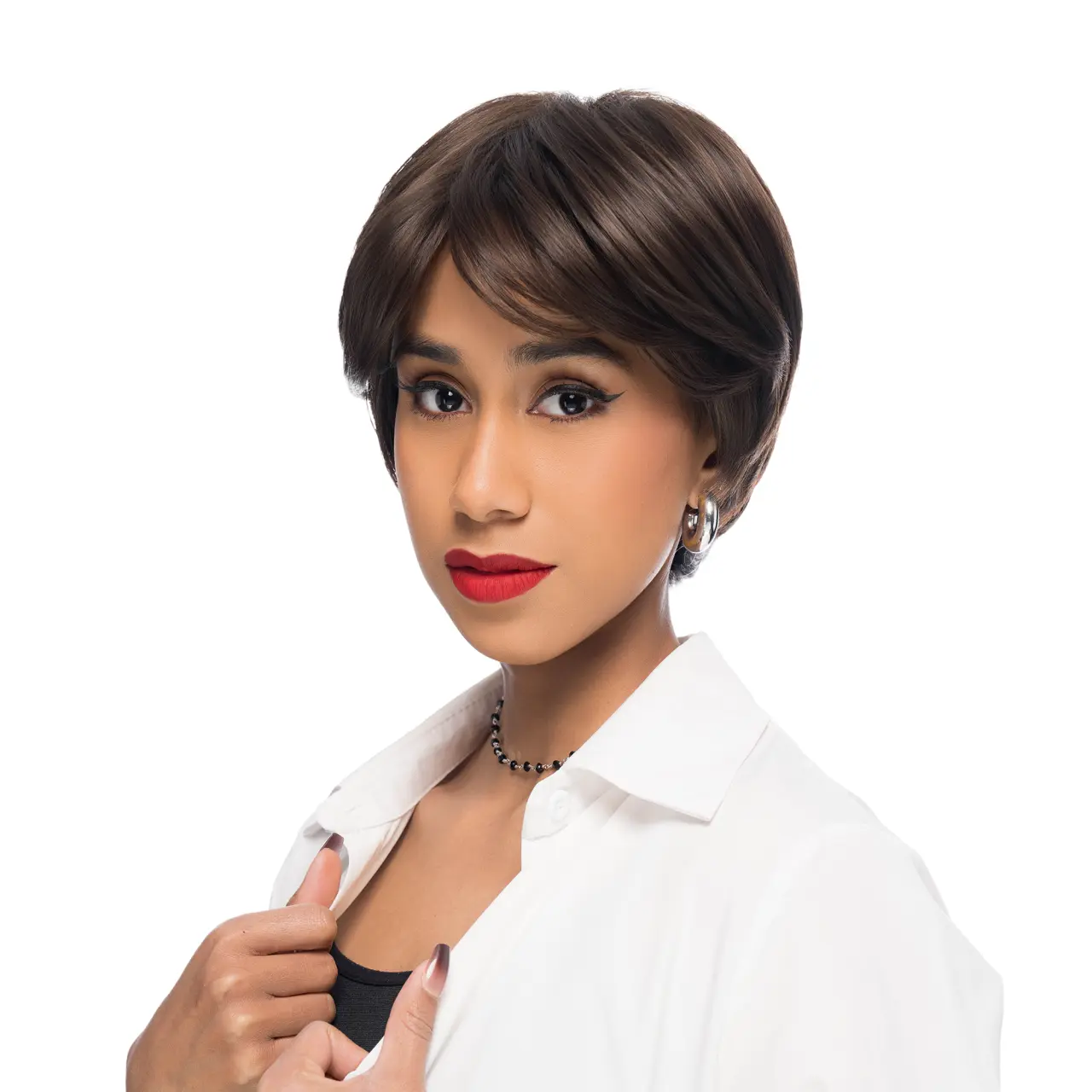 6-Inch Solid Brown Pixie Cut Synthetic Wig | 【Heat Resistant】【Cap Included】 | 51FSGB