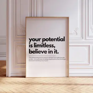 Limitless Potential Affirmation Poster - Inspirational Quote Wall Art For Self Care & Mental Health