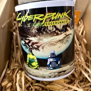 Cyberpunk Edgerunners Anime David and Lucy on Moon Customizable  Premium Glossy Mug