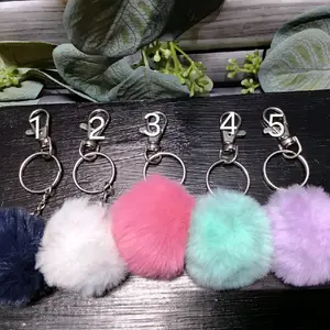 Fuzzy Pom Pom Keychains - Soft Fluffy Keyring for Women & Girls - 10 Colors Available - Perfect for Bags & Keys
