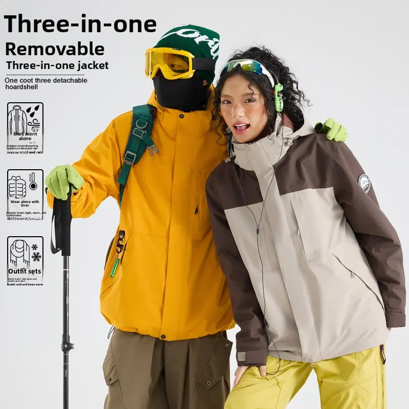 New outdoor jacket three-in-one men's and women's fleece liner warm waterproof and windproof mountaineering suit