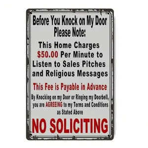 Aluminum Vintage Do Not Knock Warning Sign Waterproof for Home Indoor Outdoor 2D Flat 8x12 Inch No Soliciting Notice