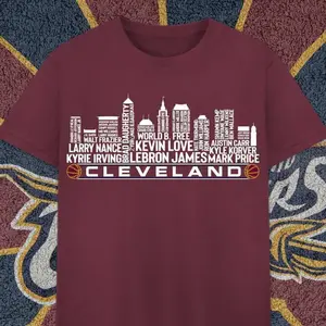 Cleveland Cavaliers Basketball Team All Time Legends Cleveland City Skyline shirt Casual Menswear T-Shirt Top Basic Clothing Graphic