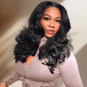 Body Wave Layered Cut Glueless Wig 8x6 Lace Closure Wig with Pre Cut Pre Bleached Ready To Go Human Hair Wig