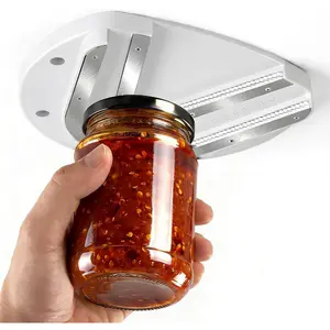 Mount- Cabinet Jar Opener for Weak Hands,Seniors with ,Double U Shaped Grooves Grip Bottle Opener for Any Size Lid,304 Stainless Steel -Handed Can Opener Tool for  Assistance,White
