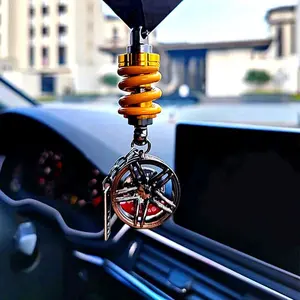 Car Parts Keychain — Hub + Brake Disc + Shock Absorber, Collector's Item for Boyfriends & Car Enthusiasts, Dashboard Ornament, Bag Charm, Key Fob, Ideal Gift Choice