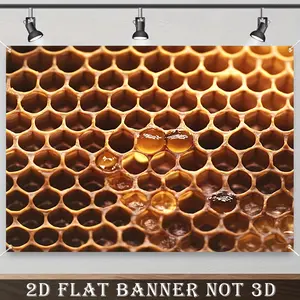 2D Flat Banner, 1pc Honeycomb Photography Banner in Various Sizes - Durable Polyester, Ideal for Spring Parties & Holiday Celebrations, Photo Booth and Party event