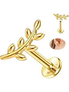 16G Flat Back Earrings G23 Titanium Cartilage Earrings for Women Tragus Piercing Jewelry Internally Threaded Flat Back Stud Earrings Labret Helix Conch Piercing Jewelry