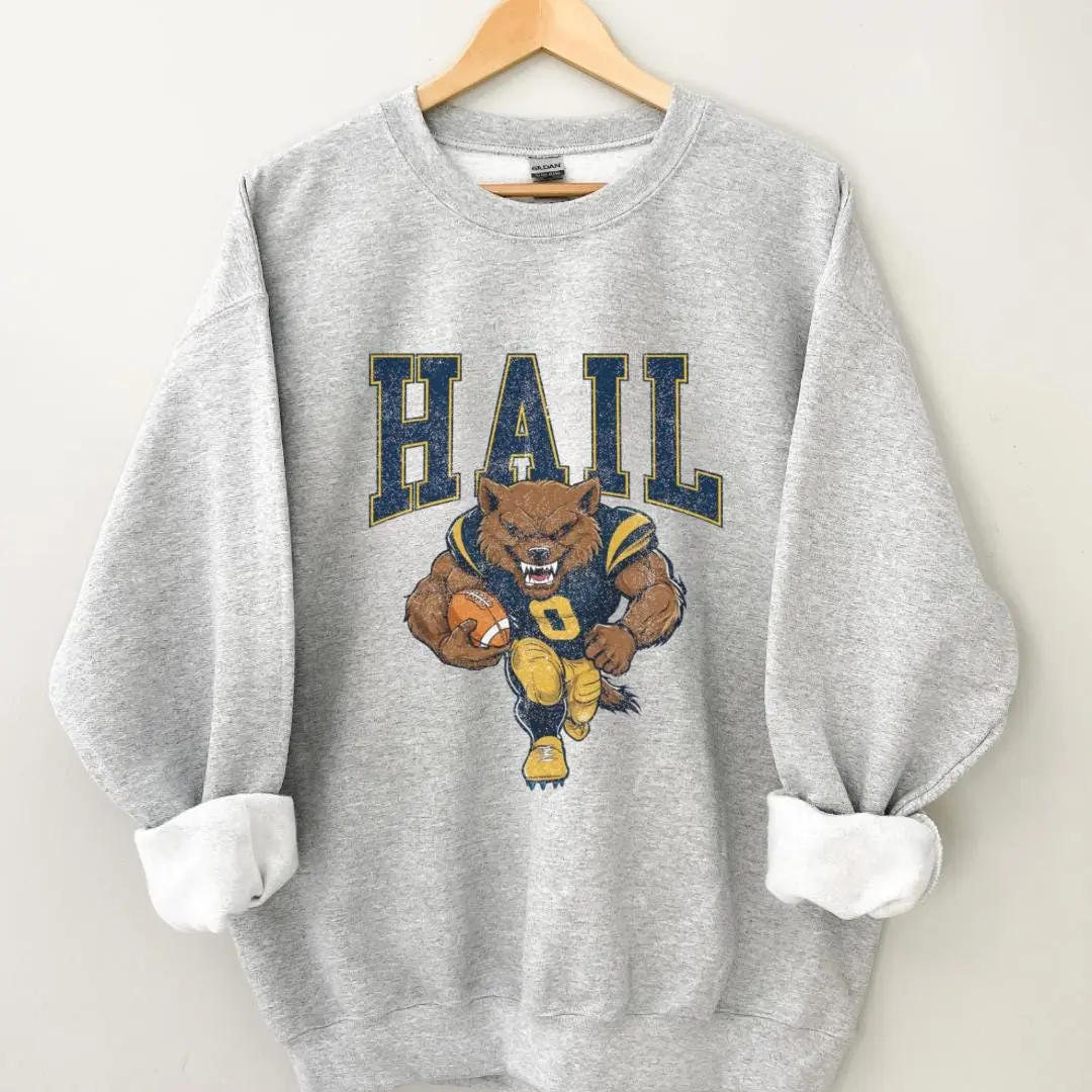 Vintage Ml Football Sweatshirt Crewneck, Retro Ml Wolf Sweatshirt, University Football Fan Gift Sweatshirt