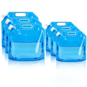 Collapsible Camping Water Container Bag for Emergency Water Storage for Hiking, Portable Foldable Water Bag Reusable for Drinking 1.3 Gallon