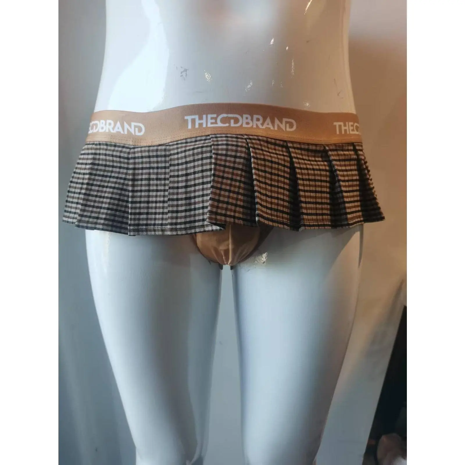 Brown Jockstrap Mini Skirt