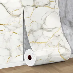 1/2 Roll 3D Marble Texture Wallpaper Board, Self-Adhesive No Glue, Thick Vinyl Material, Easy to Clean, Modern Luxury Living Room Home Decor, Marble Pattern Wallpaper