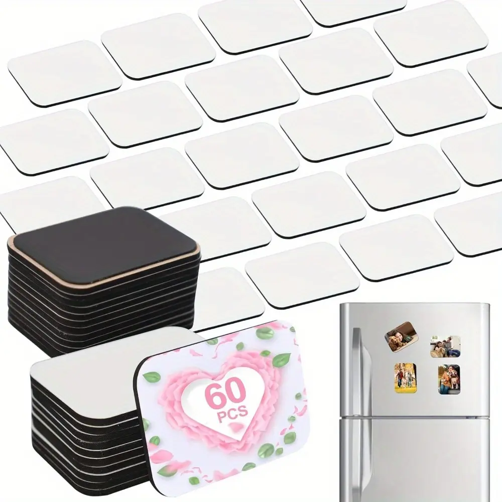 120 Pcs 2.8 x 2 Inch Thick Sublimation Blank Refrigerator Magnets Blanks Sublimation Magnet with 60 Pcs Fridge Magnets, 60 Pcs Larger Square Blanks for Kitchen Microwave Oven Office Decor