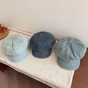 Denim Newsboy Cap, Blue Baker Boy Hat, Denim Octagonal Hat, Boho Blue Jean Hat, Washed Denim Hat, Summer Beanie Hat, Sun Hat Womens, Gifts