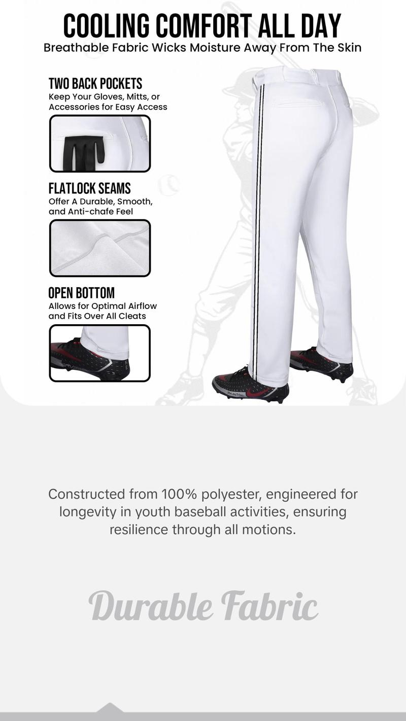 Exxact Sports Proline Full Length Youth Baseball Pants with Stripes (White)