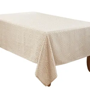 Saro Lifestyle Exquisite Jacquard Design Tablecloth, Beige, 72"x120"